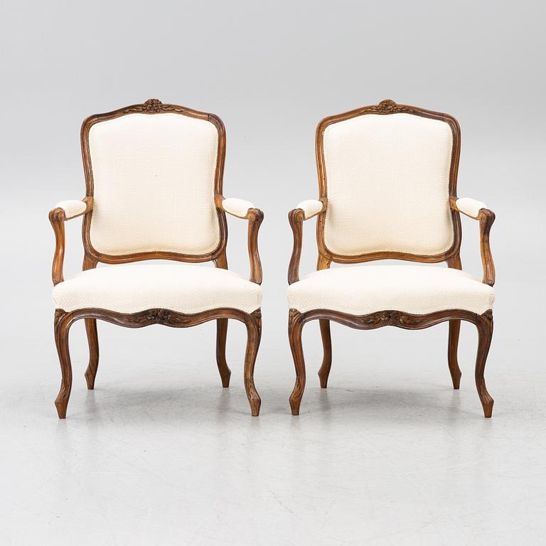 Armchairs, a pair, Rococo, 18th century.