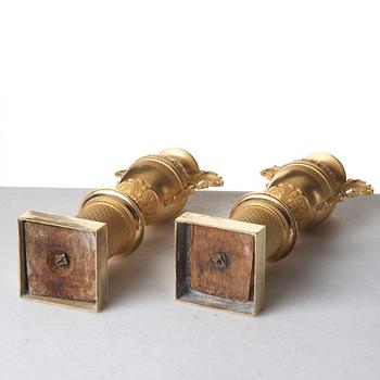 CASOLETTER, för ett ljus, ett par, Frankrike, 1800-talets början, empire.
