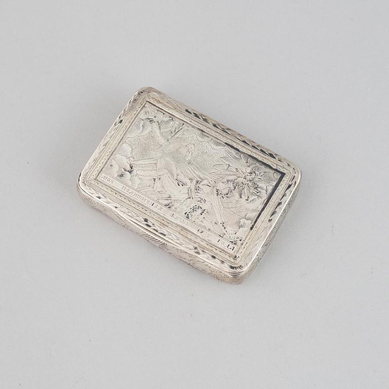 A Russian 19th century silver snuff-box, unidentified makers mark, Moscow 1815.