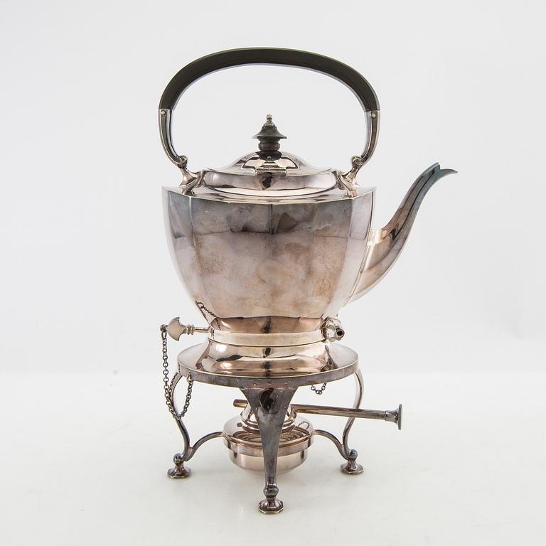 Teapot with stand and burner Mappin & Webb England silver plate mid-20th century.
