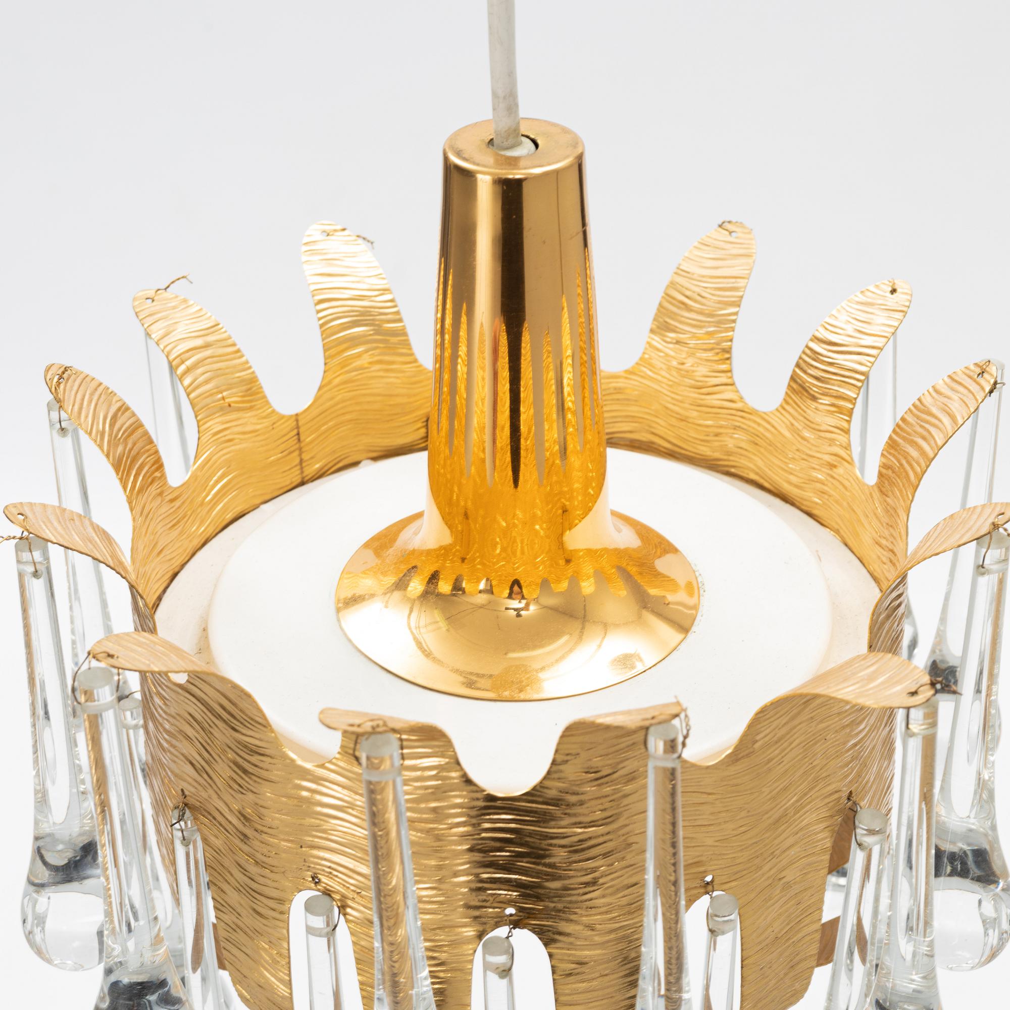 Palwa Palm & Walter, a brass ceiling lamp, Germany, 1970's.