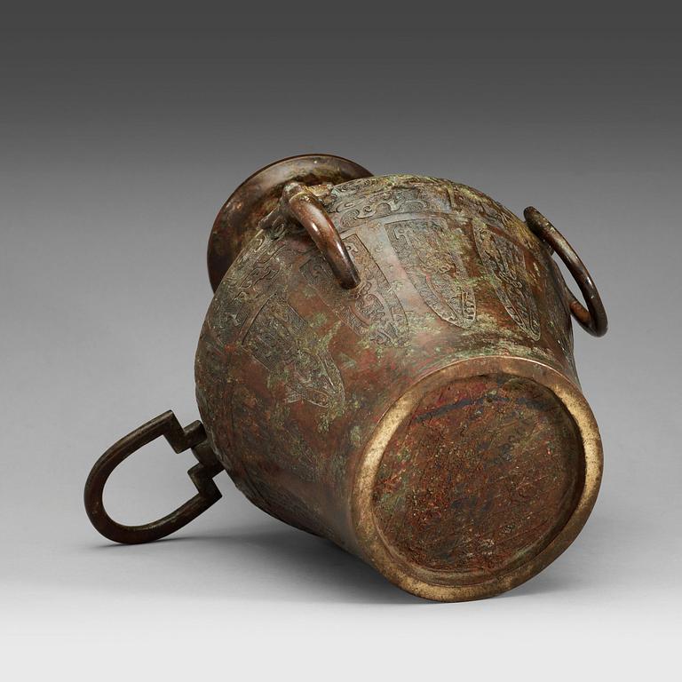 An archaistic bronze vessel, presumably Ming dynasty (1368-1644), or older.