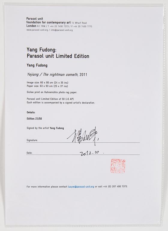 Yang Fudong, giclée, 2011, signed on certificate. Ed 21/50.