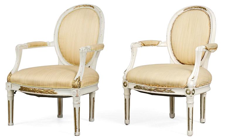 A pair of Danish late 18th century armchairs.