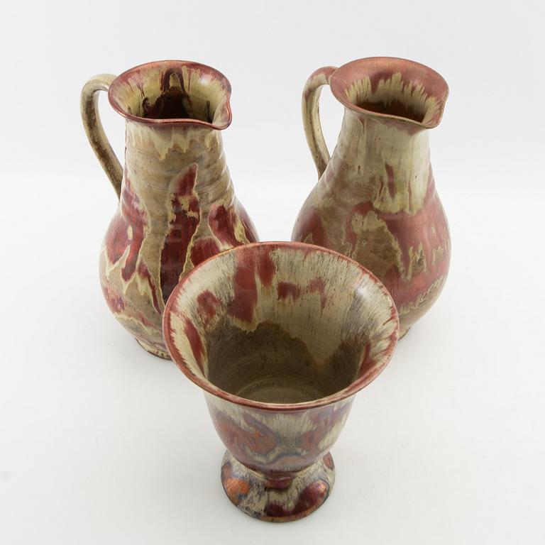 Andersson & Johansson pitcher 2 pcs and vase Höganäs first half/mid 20th century.