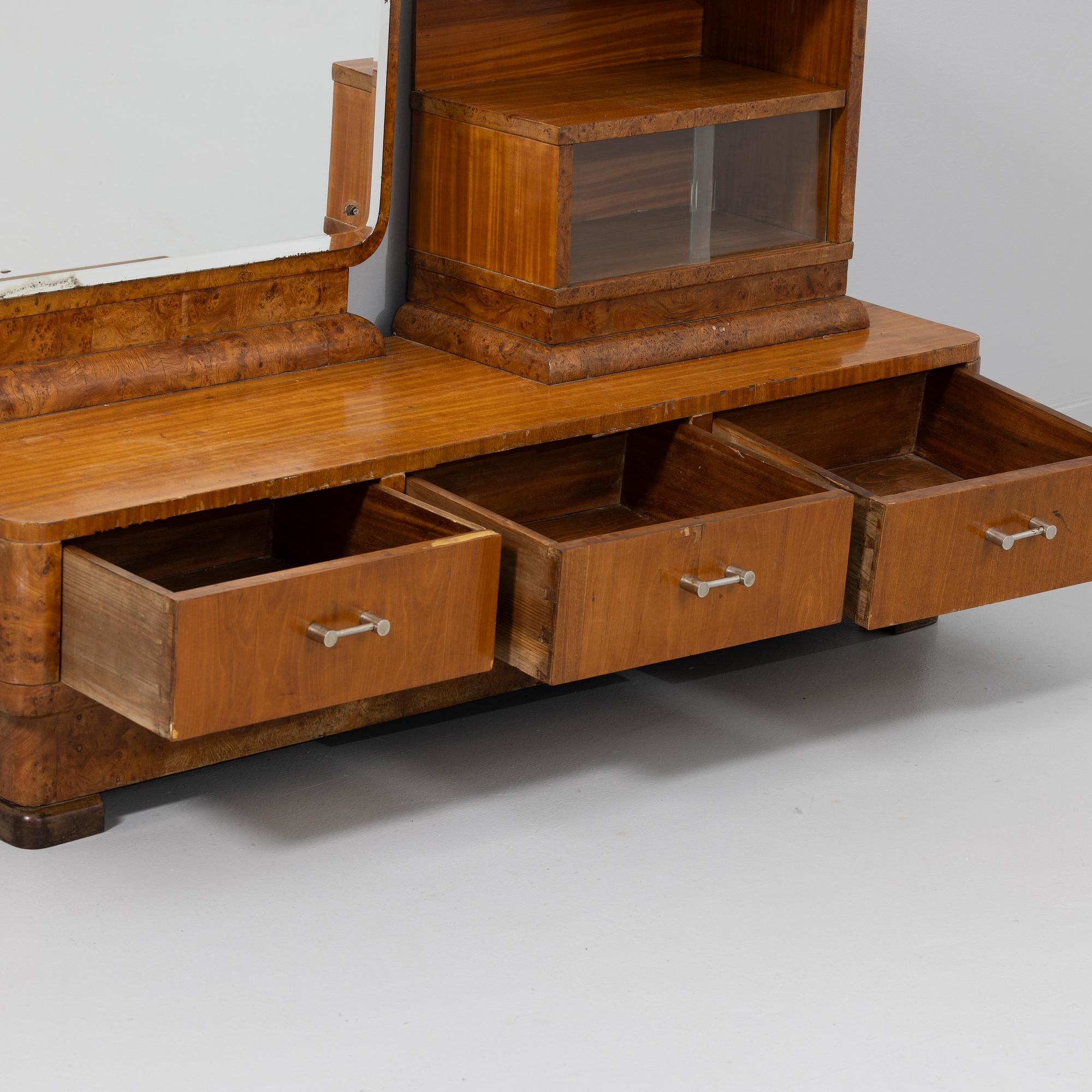 Hall furniture with mirror, Art Deco, first half of the 20th century.