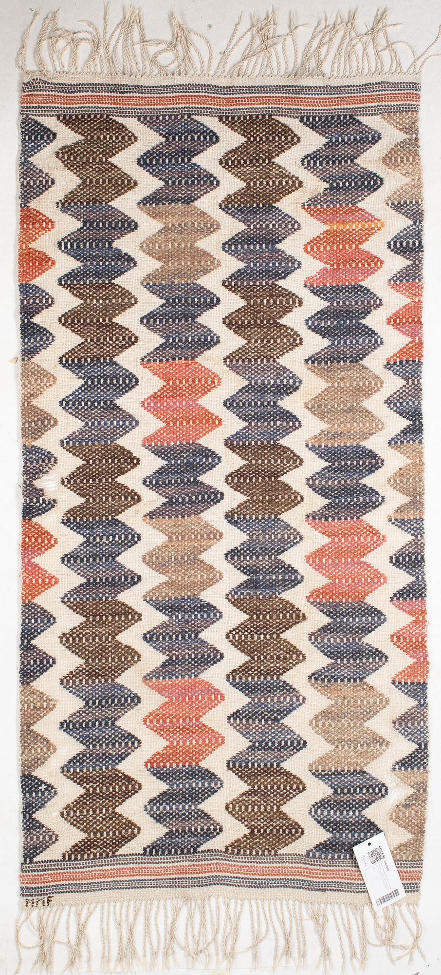 Märta Måås-Fjetterström, a textile, 'Wågor', flat weave, c 115  x 59 cm, signed MMF.