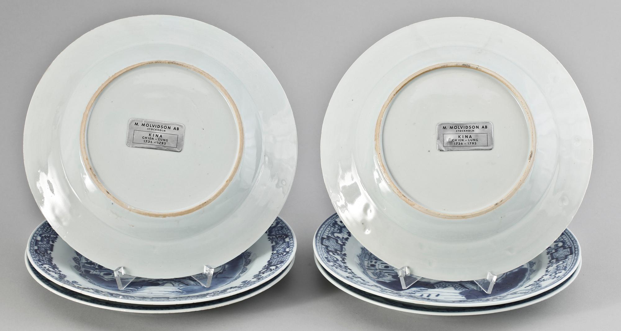 TALLRIKAR, 6 st, porslin, Qianlong, Kina 1700-tal.