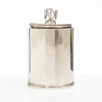 Atelier Borgila, tobaksburk med lock, sterling silver, Stockholm 1937.
