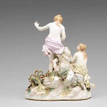 SKULPTURGRUPP, porslin. "Tritons fångst". Meissen, 1800-talets andra hälft. 2:a sortering.