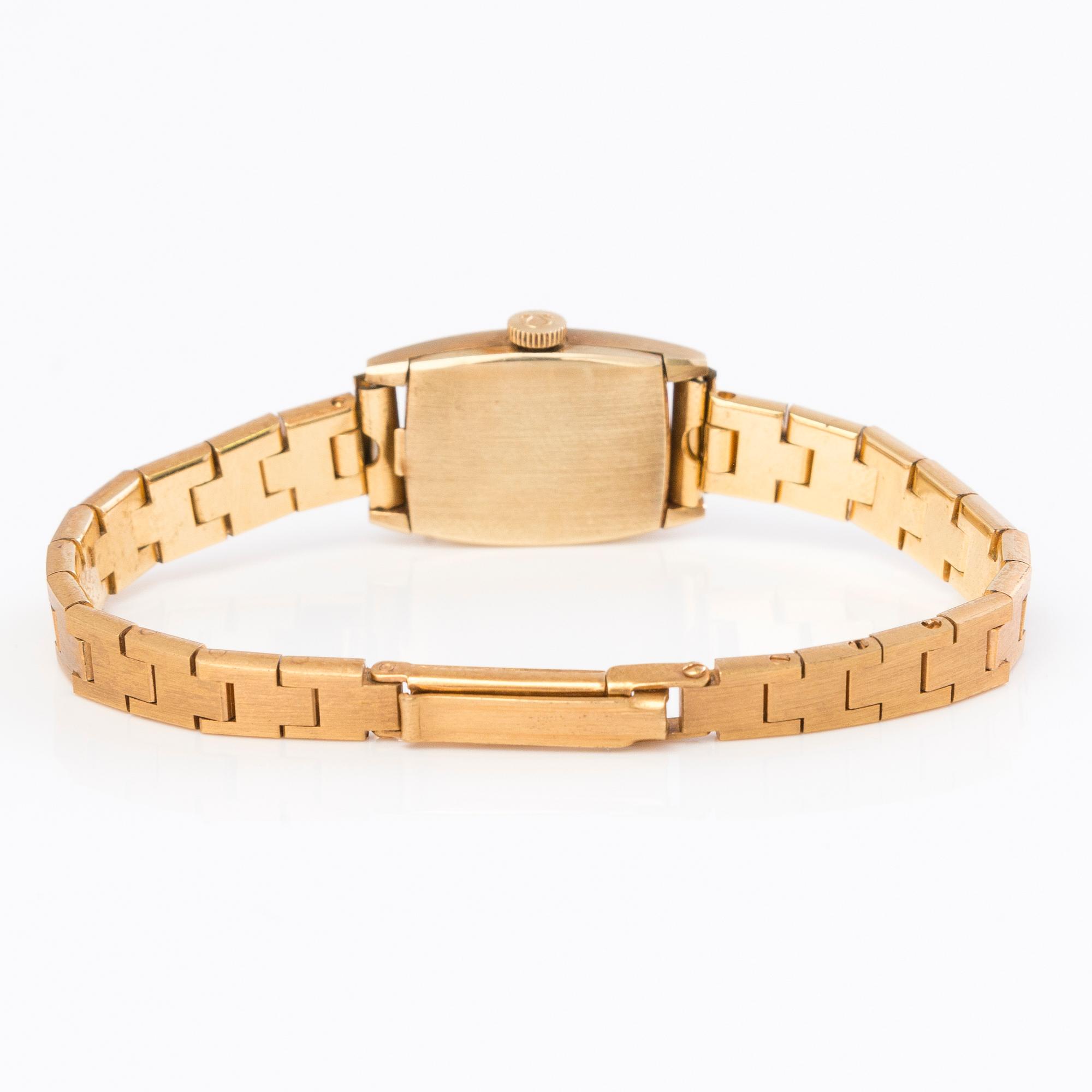 OMEGA De Ville, rannekello, 14K kultaa, kullattu terästä, 16x14 mm.