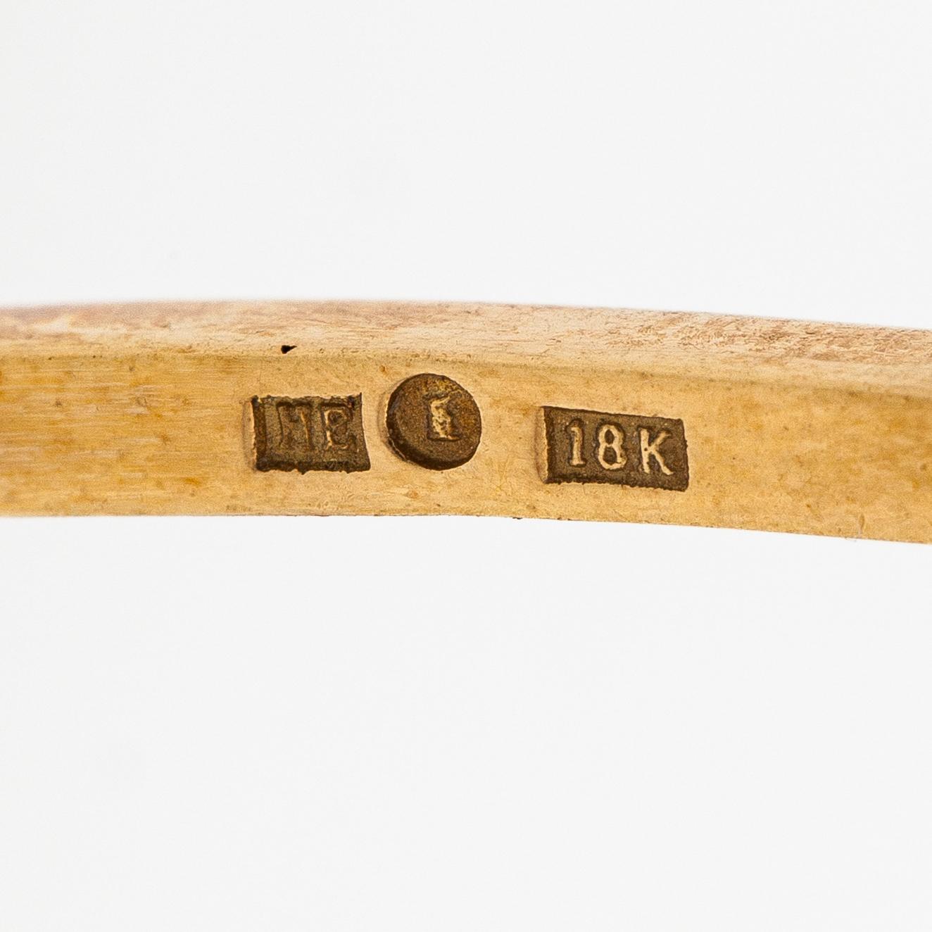 Riipus, 18K kultaa ja timantteja n. 0.34 ct yht. Heribert Engelbert, Tukholma.