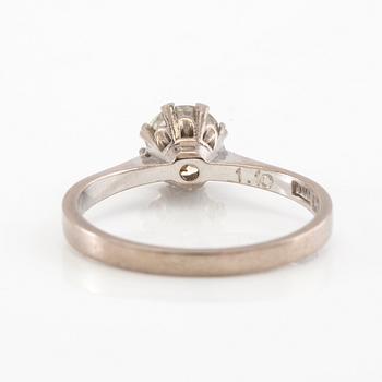 Solitaire ring in 18K white gold with a Very Faint Light Green diamond approximately 1.10 ct.