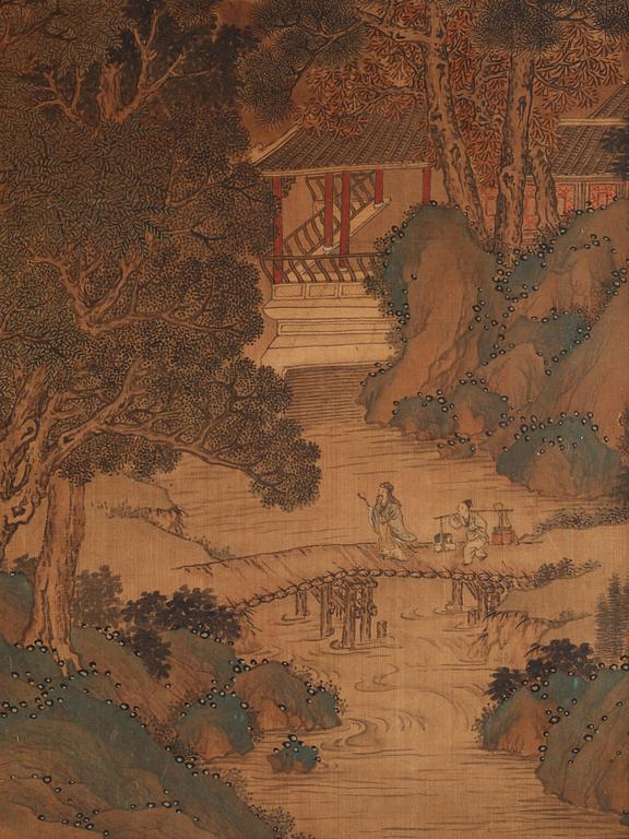 Wen Zhengming After, A mountain landscape with pagodas.