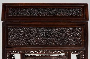 A carved hardwood desk, late Qing dynasty, circa 1900.