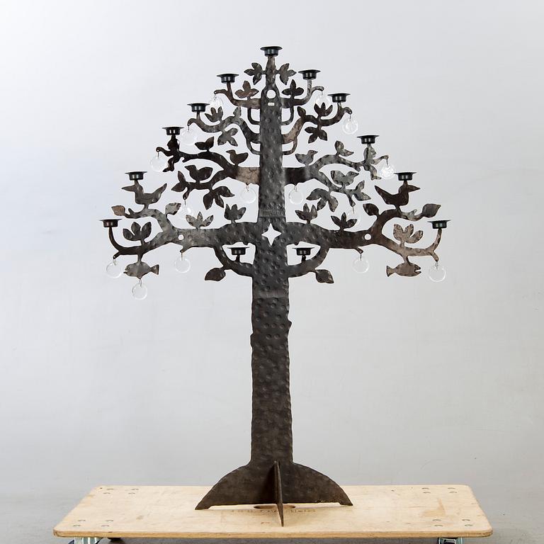 Bertil Vallien, a wrought-iron floor candle holder, Livet Träd" Kosta Boda.