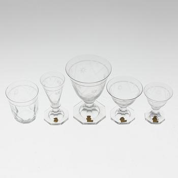 49 pcs of glass service, Skruf, mid 20th century,