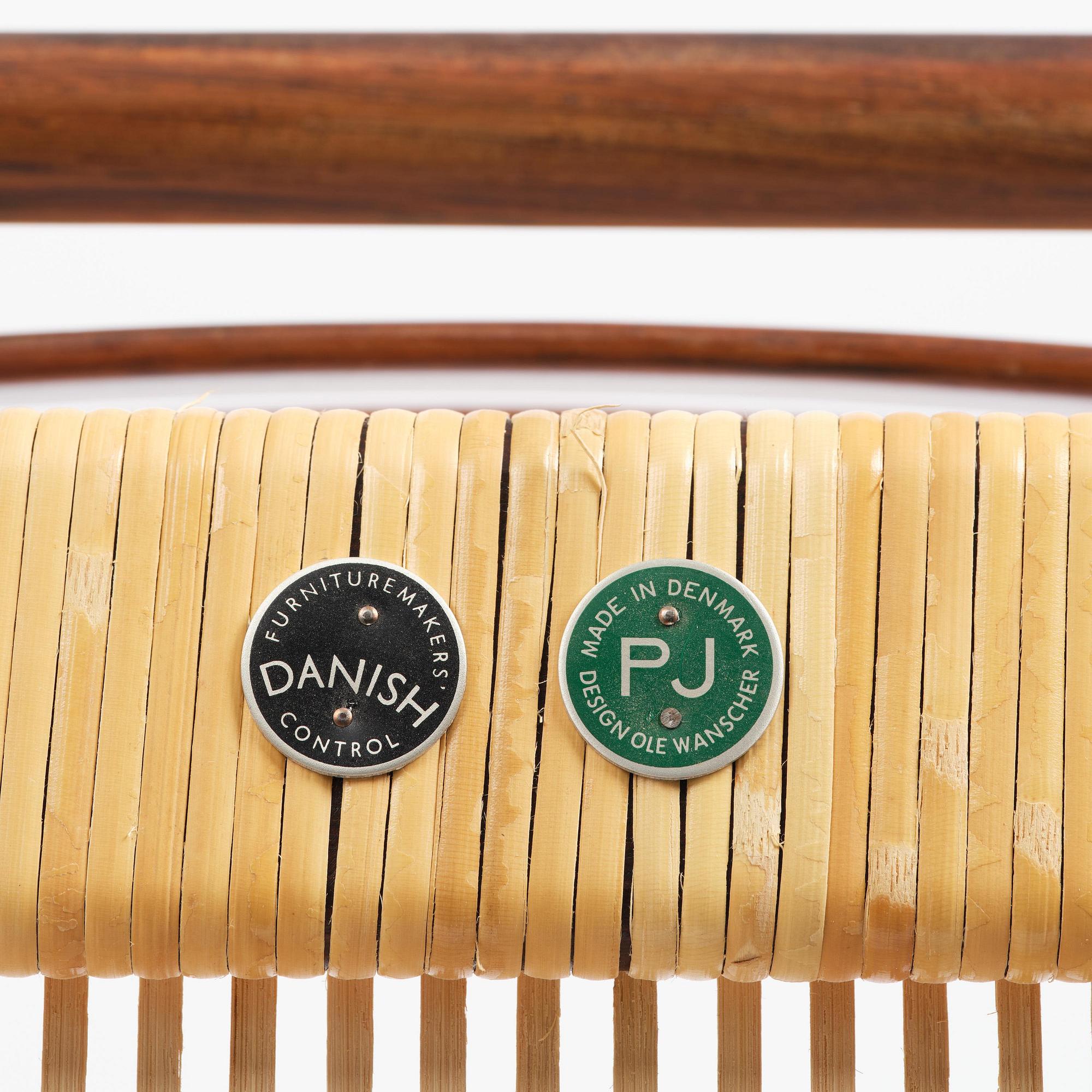Ole Wanscher, an early pair of rosewood "Colonial Chair" model PJ 149, Poul Jeppesen, Denmark, ca. 1950.