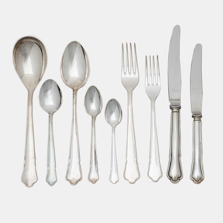 A Swedish silver cutlery set, 'Chippendale' pattern, Mema, GAB, some with year mark Eskilstuna 2010 ( 72 pieces).