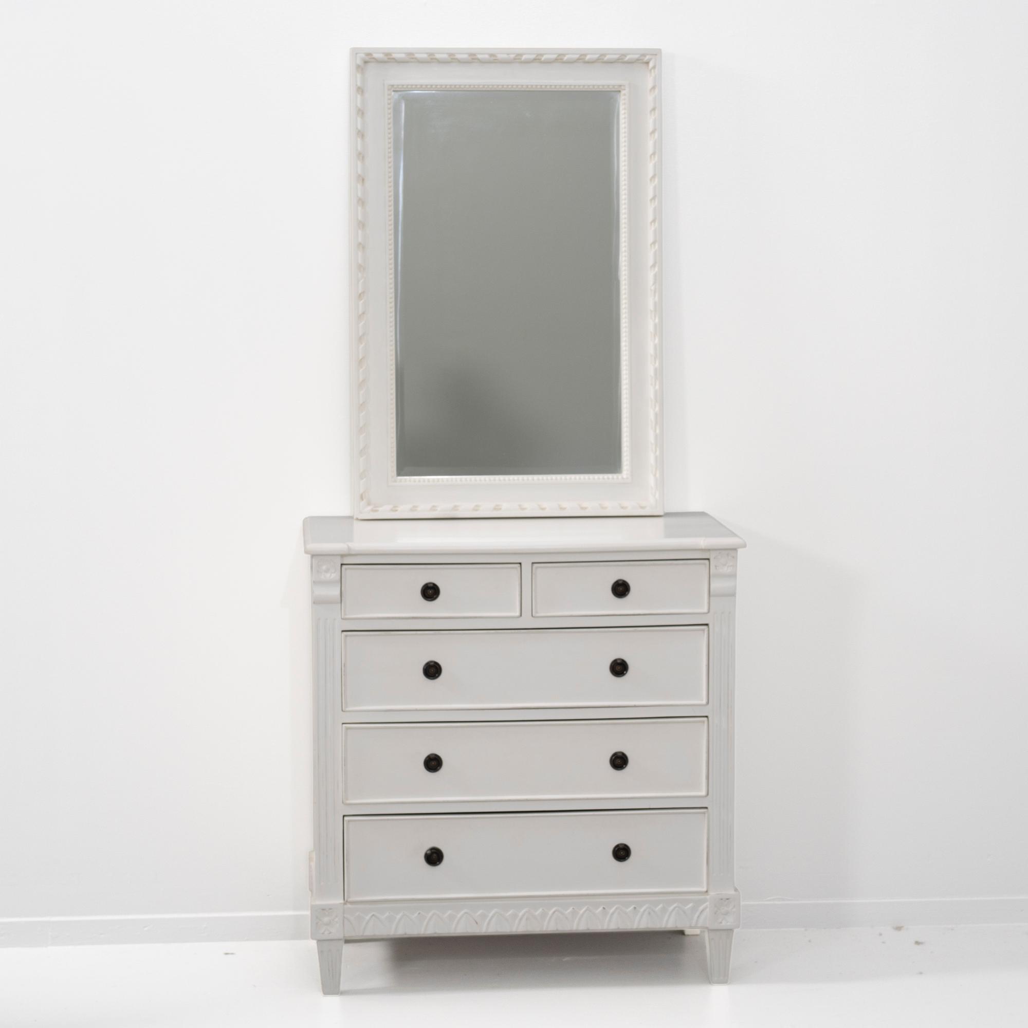 Chest of drawers and mirror, Gustavian style, Geromar.