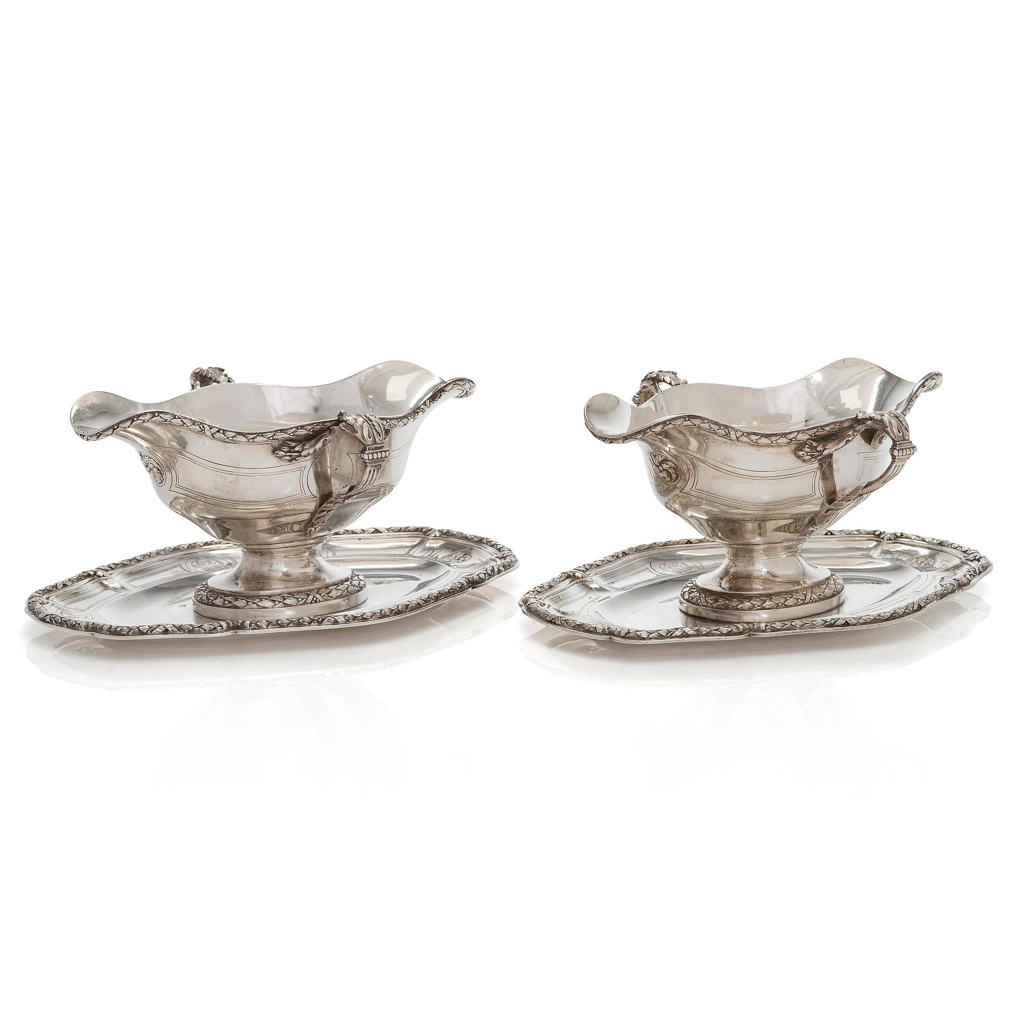 A pair of Boin-Taburet silver sauceboats, Paris 1870s-90s.