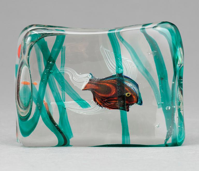 SKULPTUR, glas, troligen "Aquarium" Riccardo Licata, Murano, Italien, omkring 1900-talets mitt.