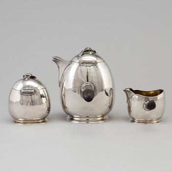 GAB, a three-piece silcer coffee service from Stockholm, 1918.