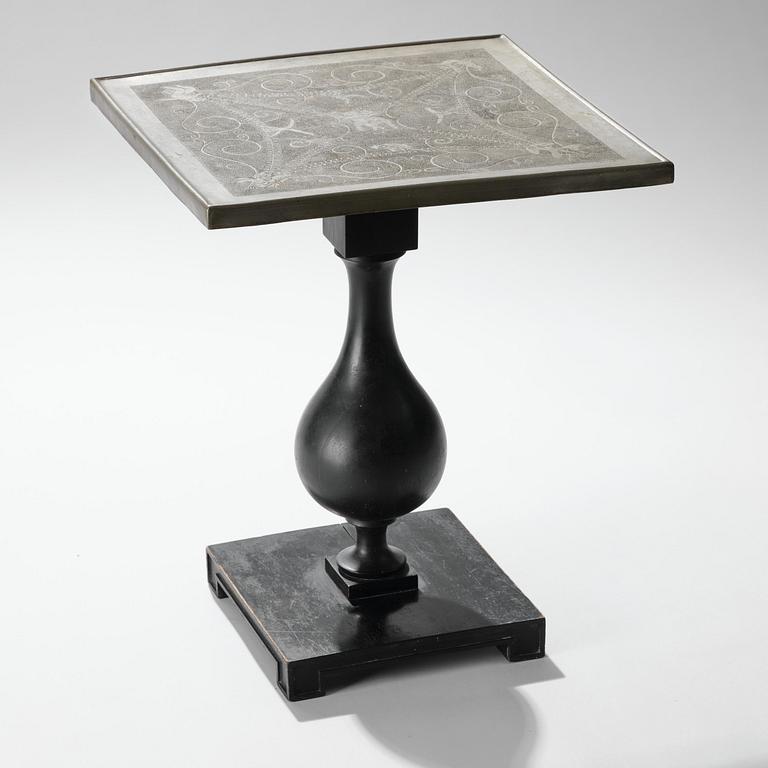 Anna Petrus, a pewter top tray table on a base by Uno Åhrén, executed in her studio, Stockholm, ca 1922-25.