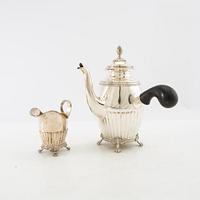 Coffee pot and cream jug Gustavian style silver GAB Stockholm 1937.