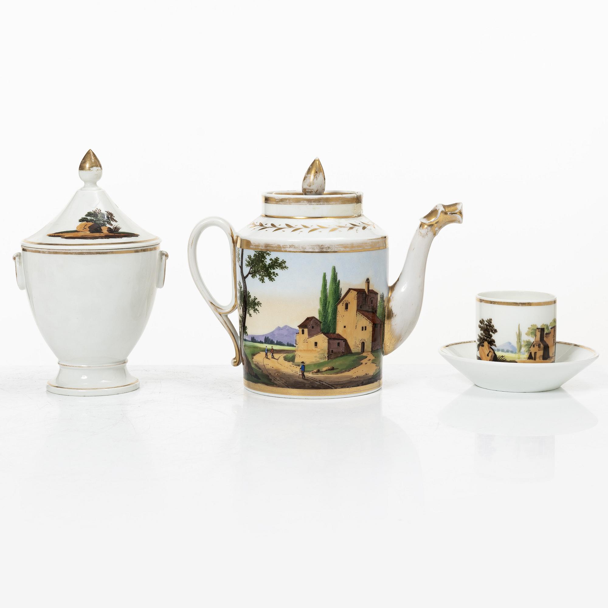 Service, 23 pieces, porcelain, Empire, first half of the 19th century.