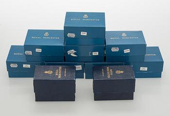 A set of eighteen egg coddlers, Royal Worcester, England, late 20th century.