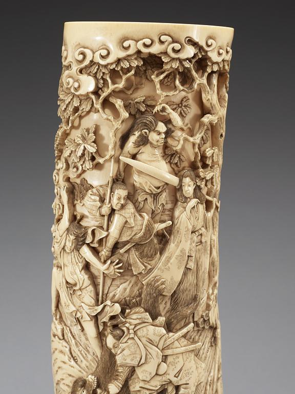 A finely carved Japanese ivory sculpture, Meiji period.