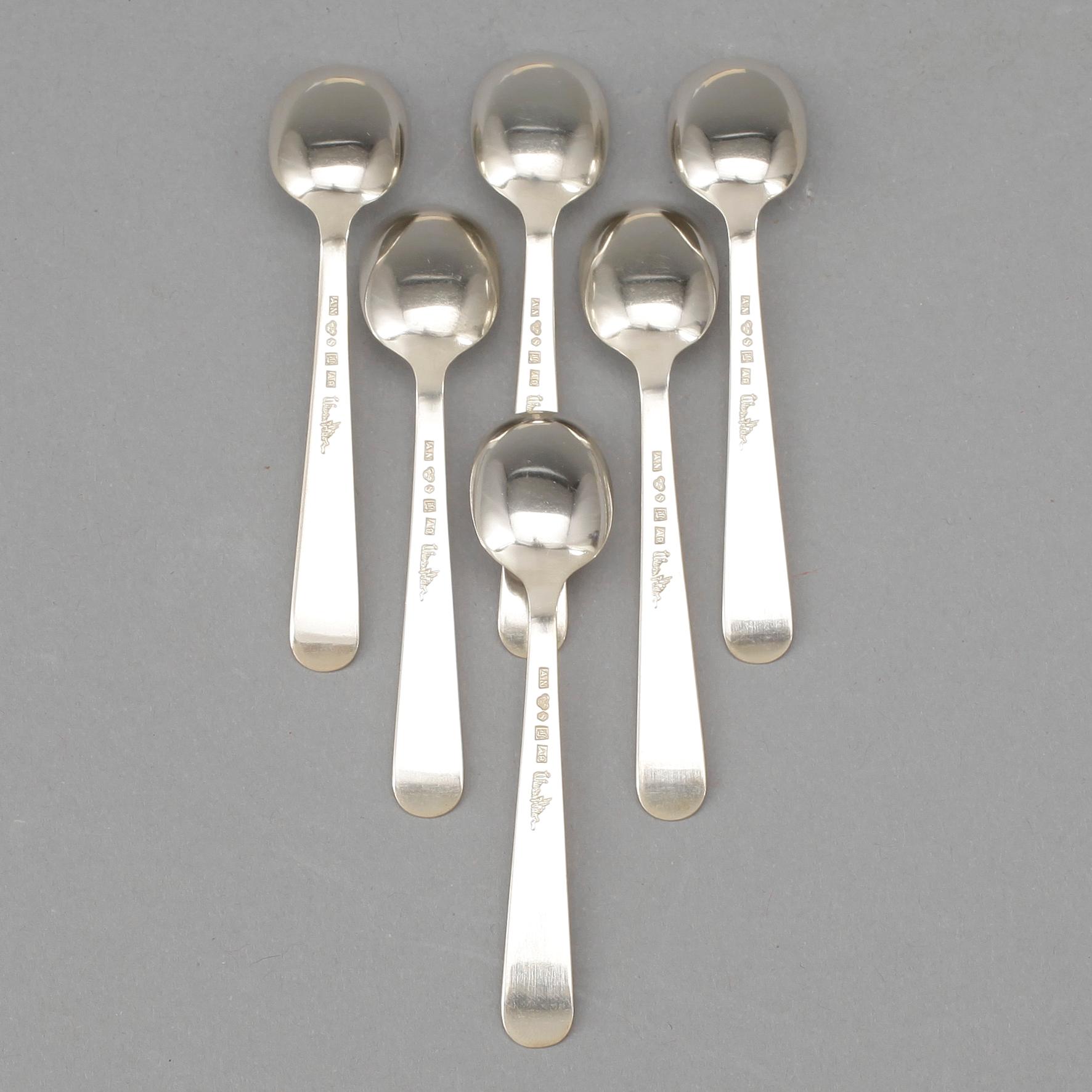 MOCCASKEDAR, 6 st, silver, Wiwen Nilsson, Lund 1951. Total vikt ca 40 gram.