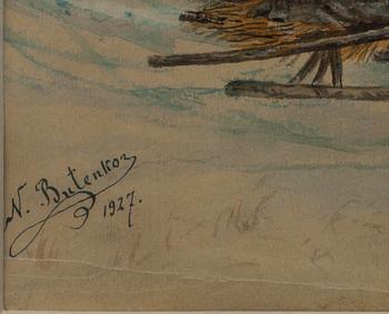 N. BUTENKO, akvarell, sign. och dat. 1927.