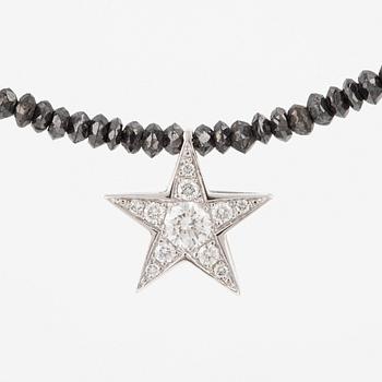 Necklace, Atelier Ajour, black diamonds with a star pendant set with brilliant-cut diamonds.