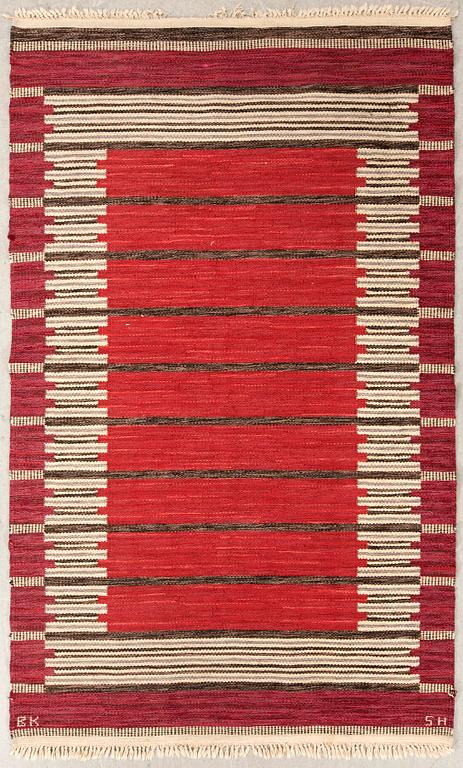 Berit Koenig, a signed flat weave carpet, Svensk Hemslöjd, ca. 210x130 cm.