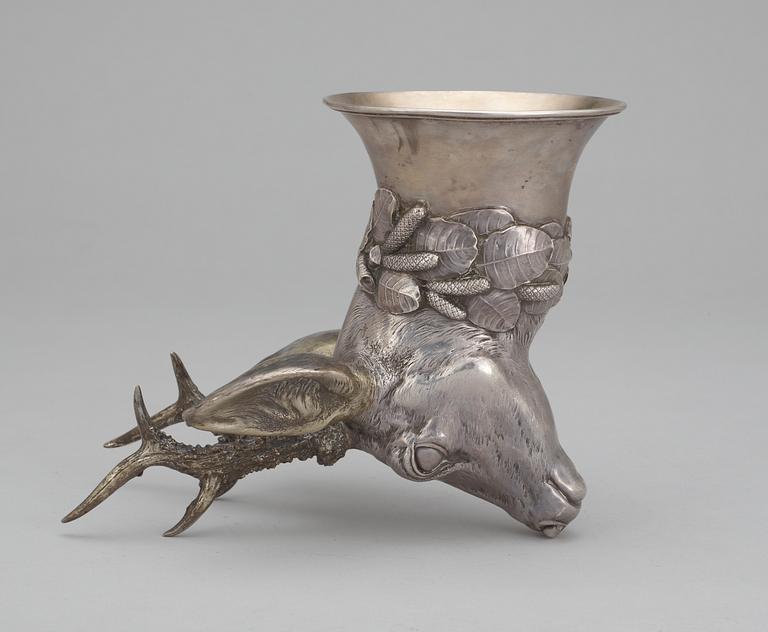 A Danish silver bowl in the shape of a deer head, 1911. Weight 867 gr.