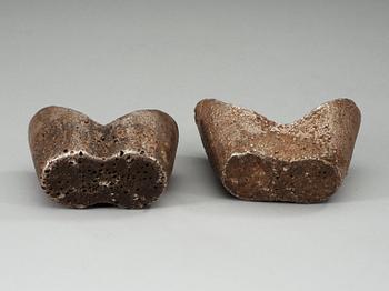 Two large silver ingots, Qing dynasty (1644-1912).