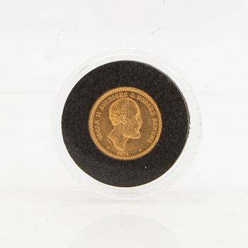 Guldmynt Sverige, Oscar II 10 kr, 1874.