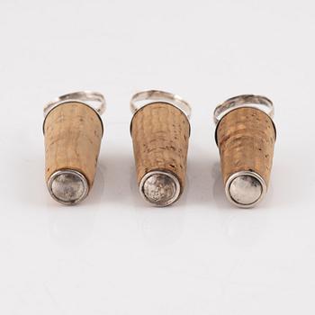 Three Swedish Silver Bottle Stoppers, mark of  Pehr Zethelius, Stockholm 1805.