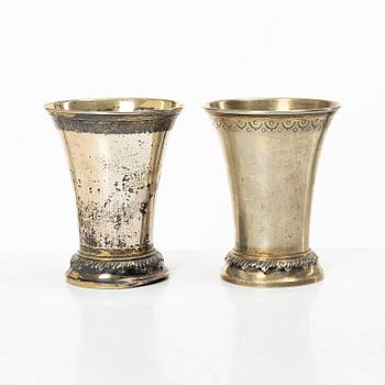 Ten Swedish silver beakers, mark of KG Markströms, Uppsala 1901-1908.
