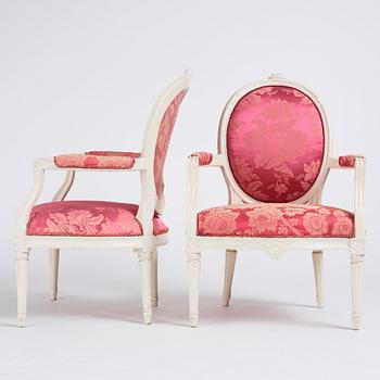 A pair of Gustavian armchairs by J Malmsten.