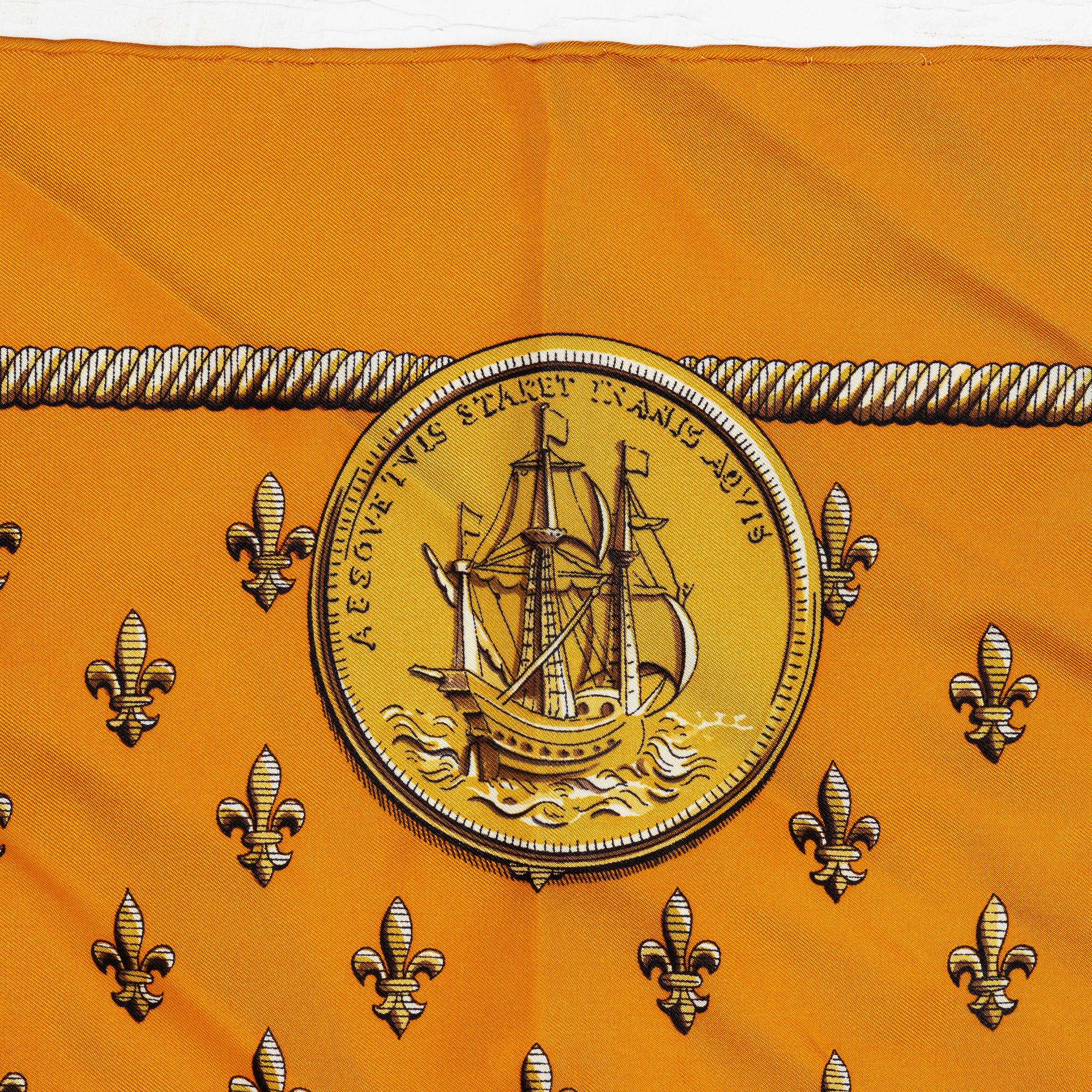 Hermès, two scarves "Nefs d'Or" and "Etriers".