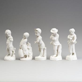 FIVE PARIAN FIGURES, Gustafsberg, ca 1900.