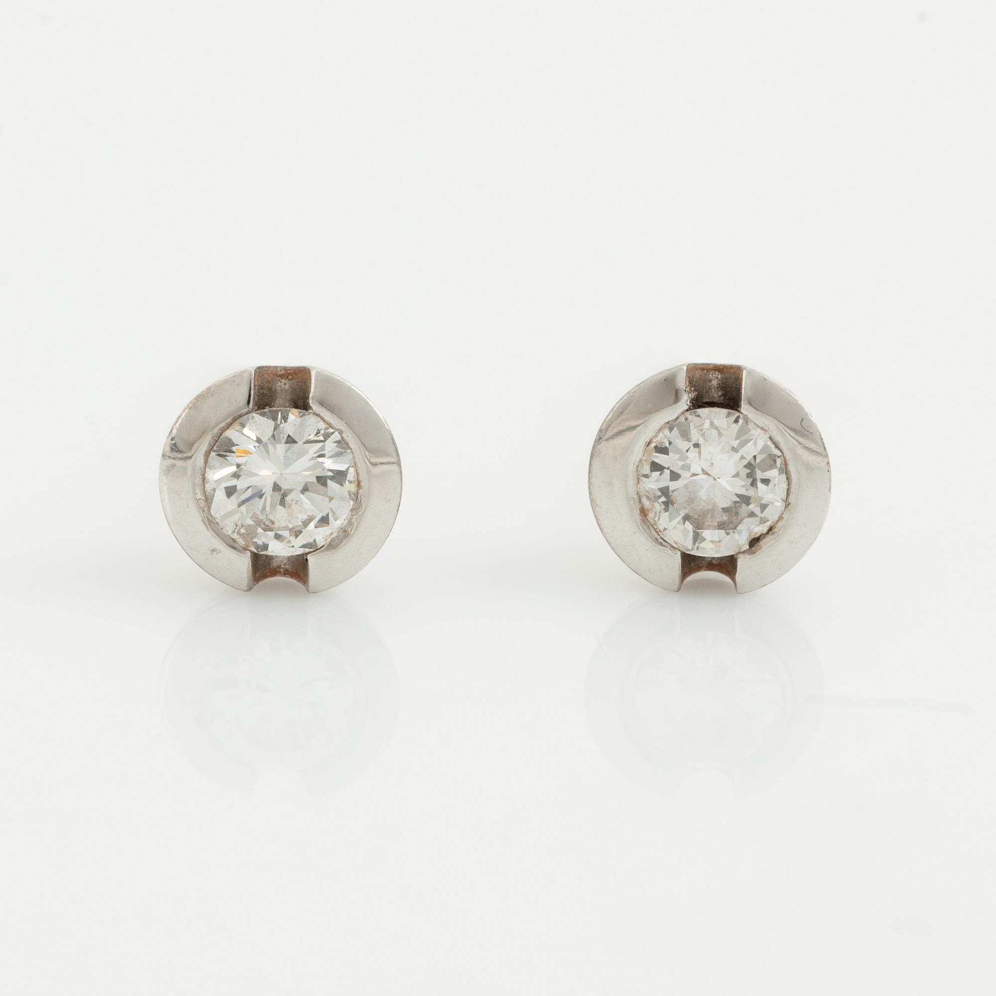 White gold and brilliant cut diamond earrings.