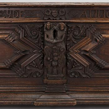 An oak chest dated 1761, Germany.