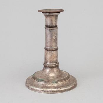 A silver plated candlestick, 18th/19th century.