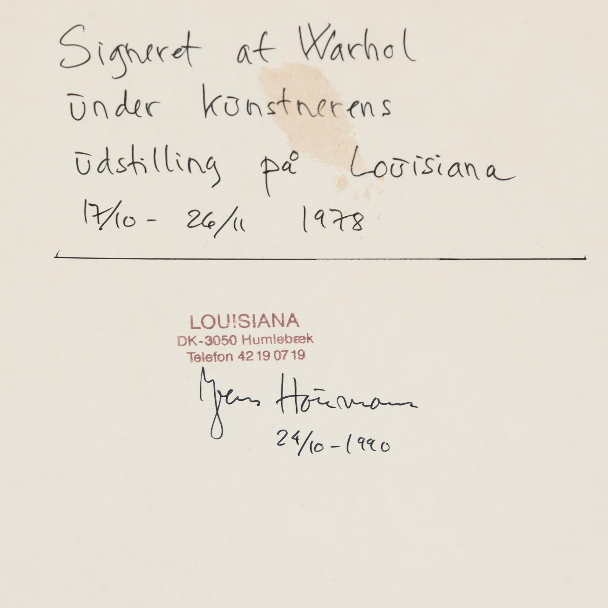 Andy Warhol, offset-serigrafi. Signerad med dedikation.