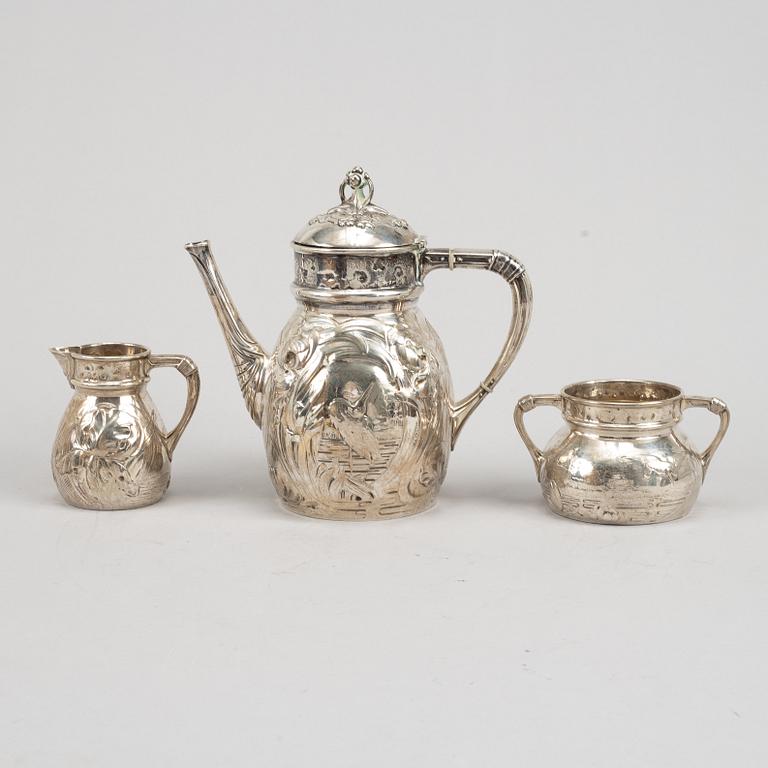 Emil Oscar Möller, kaffeservis, 3 delar, silver. Malmö 1907.