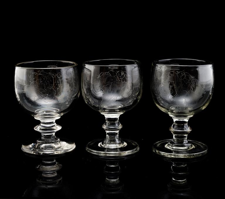 VINGLAS, sex stycken, 1800-tal.